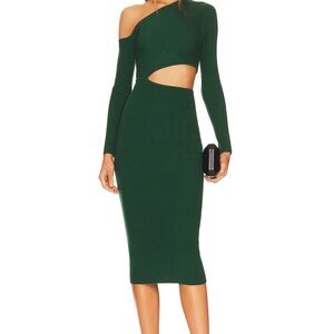 Camila Coelho One Shoulder Dark Green Dress